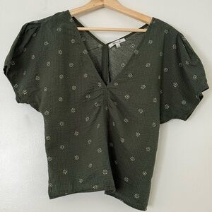 Madewell Dark Green Floral Blouse